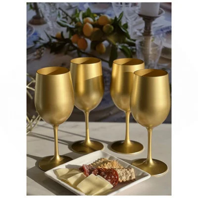 Metallic Color Plastic Wine Glasses Set Of 4 (12Oz), BPA Free Acrylic Wine Glass Set, Unbreakable Red Wine Glasses, White Wine Glasses | Wayfair North America