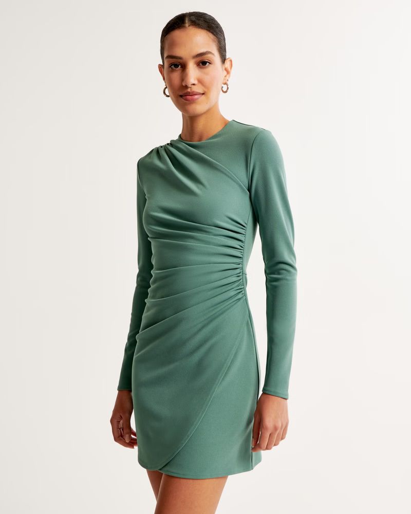 Long-Sleeve Draped Mini Dress | Abercrombie & Fitch (US)