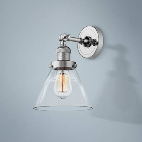 Large Cone 10" High Polished Chrome Adjustable Wall Sconce | Lamps Plus
