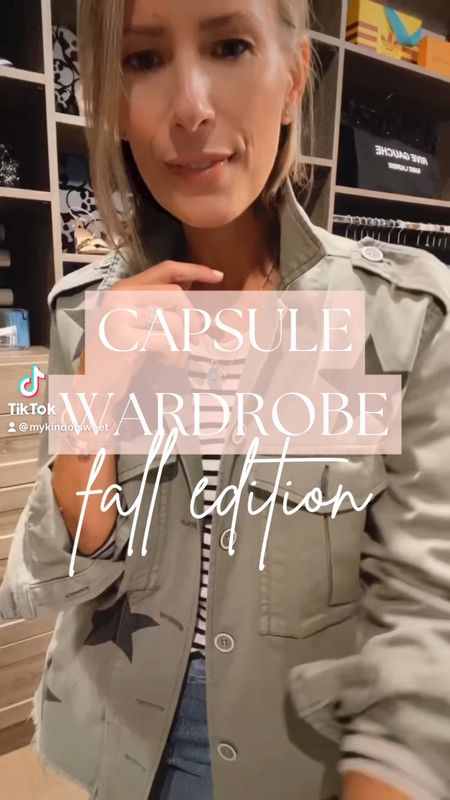 Fall capsule wardrobe: olive jacket, striped t-shirt, vintage denim and clogs 

#LTKshoecrush #LTKstyletip #LTKSeasonal