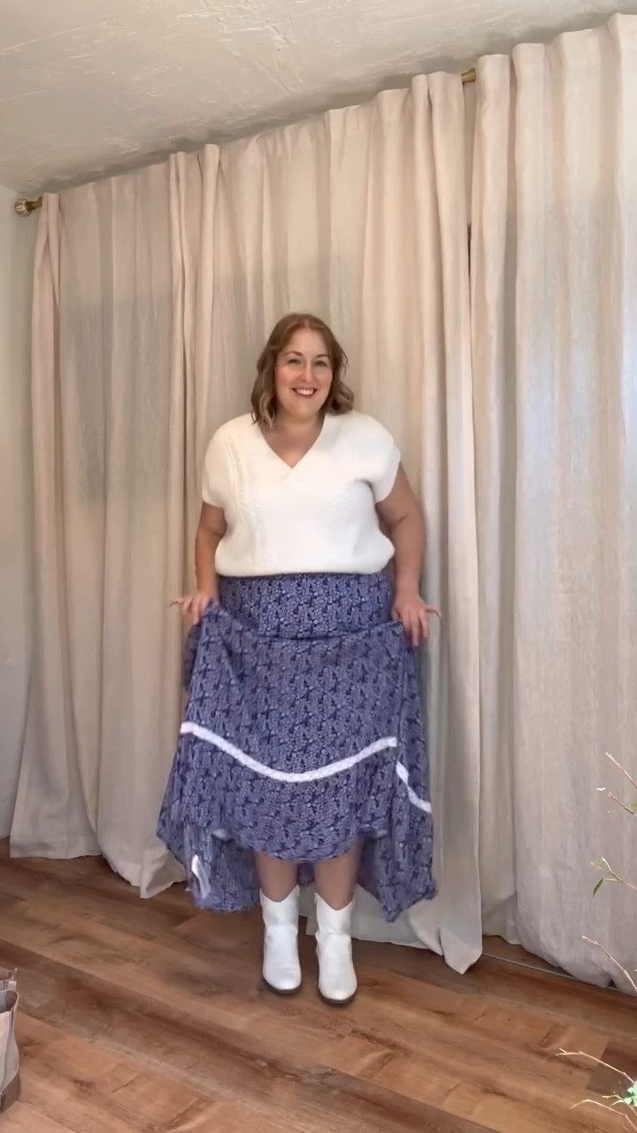 Day 13/14 days of office outfits💜 this gorgeous skirt is from Ulla Popken - I’m wearing 16/18 (and it runs big). The sweater vest is a couple years old from Target so I’ve linked some others! And the boots are also probably 5 years old from TjMaxx 

#LTKStyleTip #LTKMidsize #LTKPlusSize