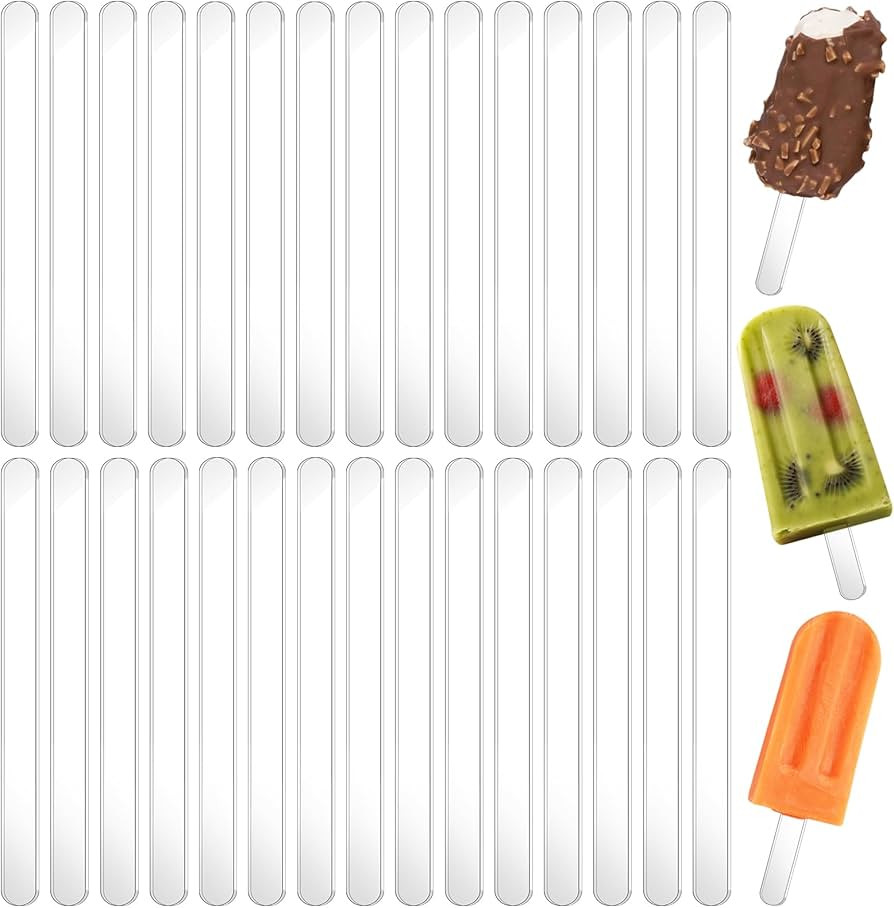 30 Pieces Gold Popsicle Sticks 4.5 Inch Acrylic Cakesicle Sticks Reusable Ice Pop Sticks Plastic ... | Amazon (US)
