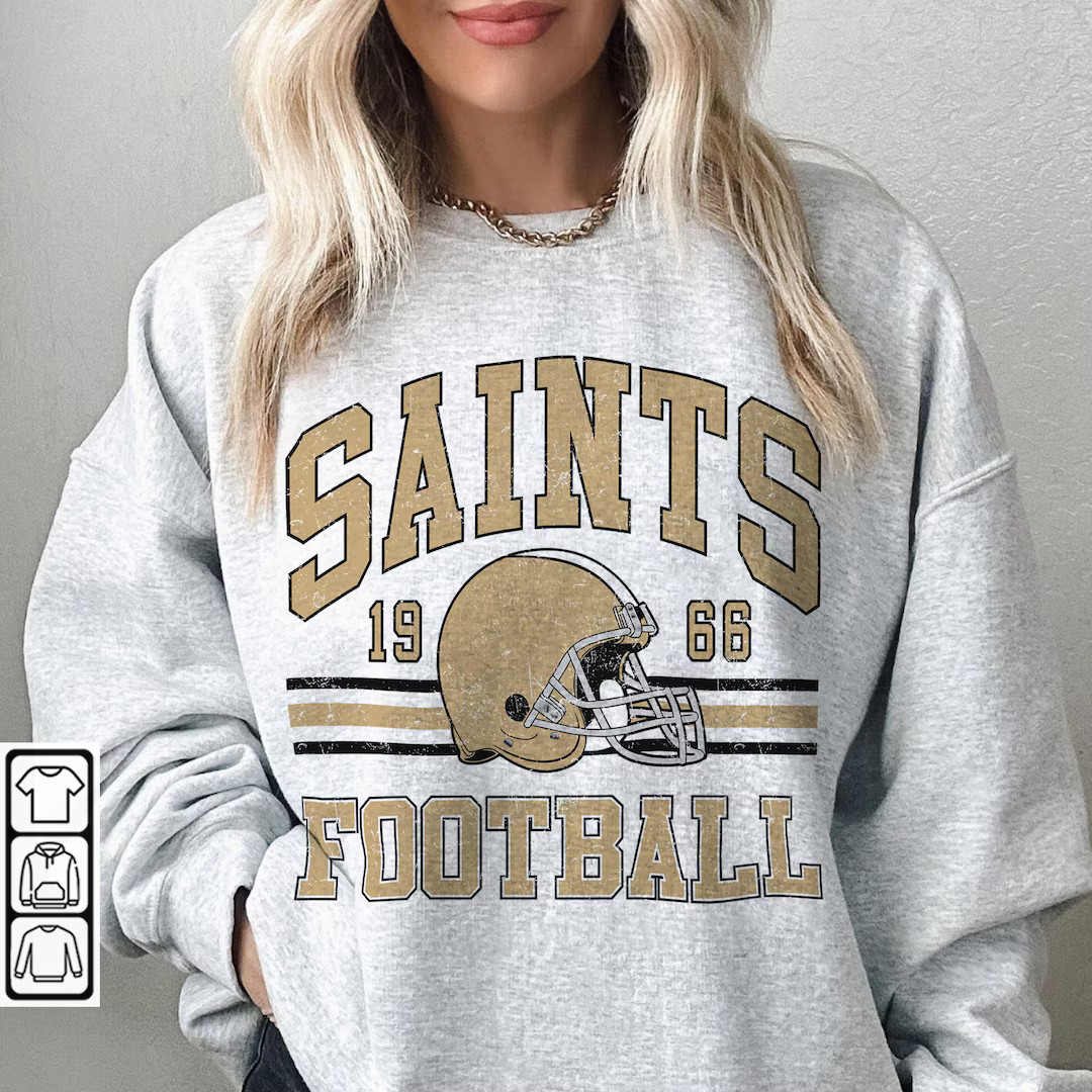 Saints Football Sweatshirt, Shirt Retro Style 90s Vintage Unisex Crewneck, Graphic Tee Gift for F... | Etsy (US)