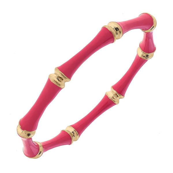Celeste Enamel Bamboo Bangle in Pink | CANVAS