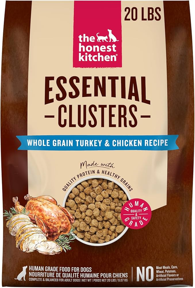 The Honest Kitchen Human Grade Essential Clusters Dry Dog Food, Whole Grain Turkey & Chicken 20 l... | Amazon (US)