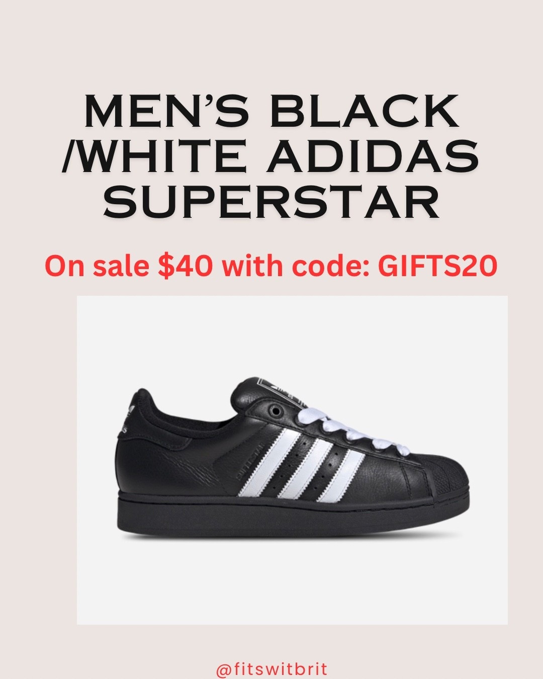 Men’s Black/white Adidas Superstar on sale $40 with code: GIFTS20

#LTKSaleAlert #LTKMens #LTKFindsUnder50