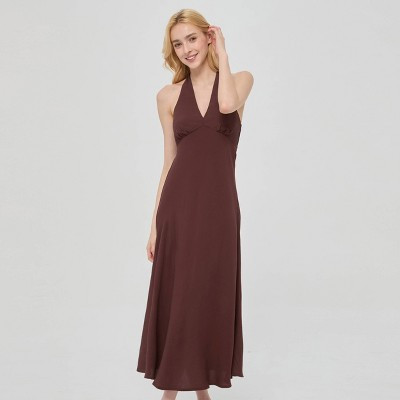 Women's Smocked Midi A-Line Dress - A New Day™ Brown M | Target