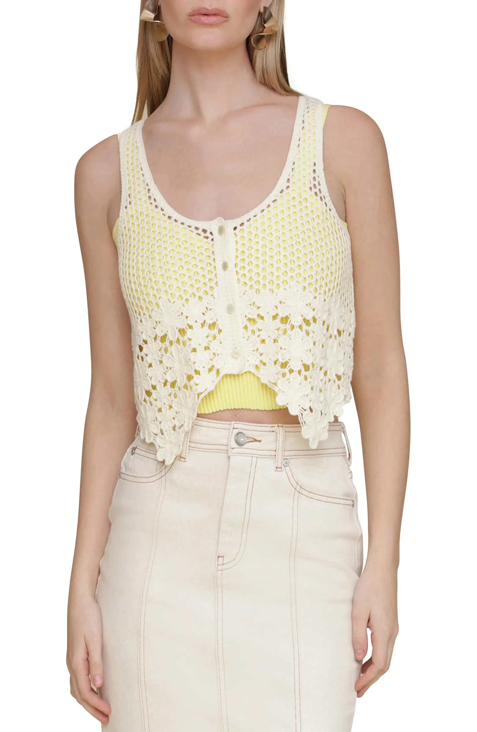 Avec Les Filles Cotton Crochet Tank | Nordstrom | Nordstrom