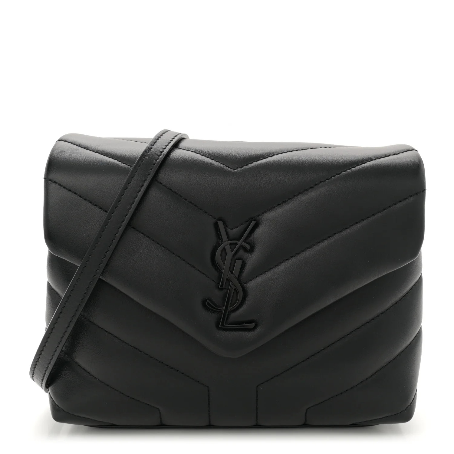 Calfskin Y Quilted Monogram Monochrome Toy Loulou Crossbody Bag Black | FASHIONPHILE (US)