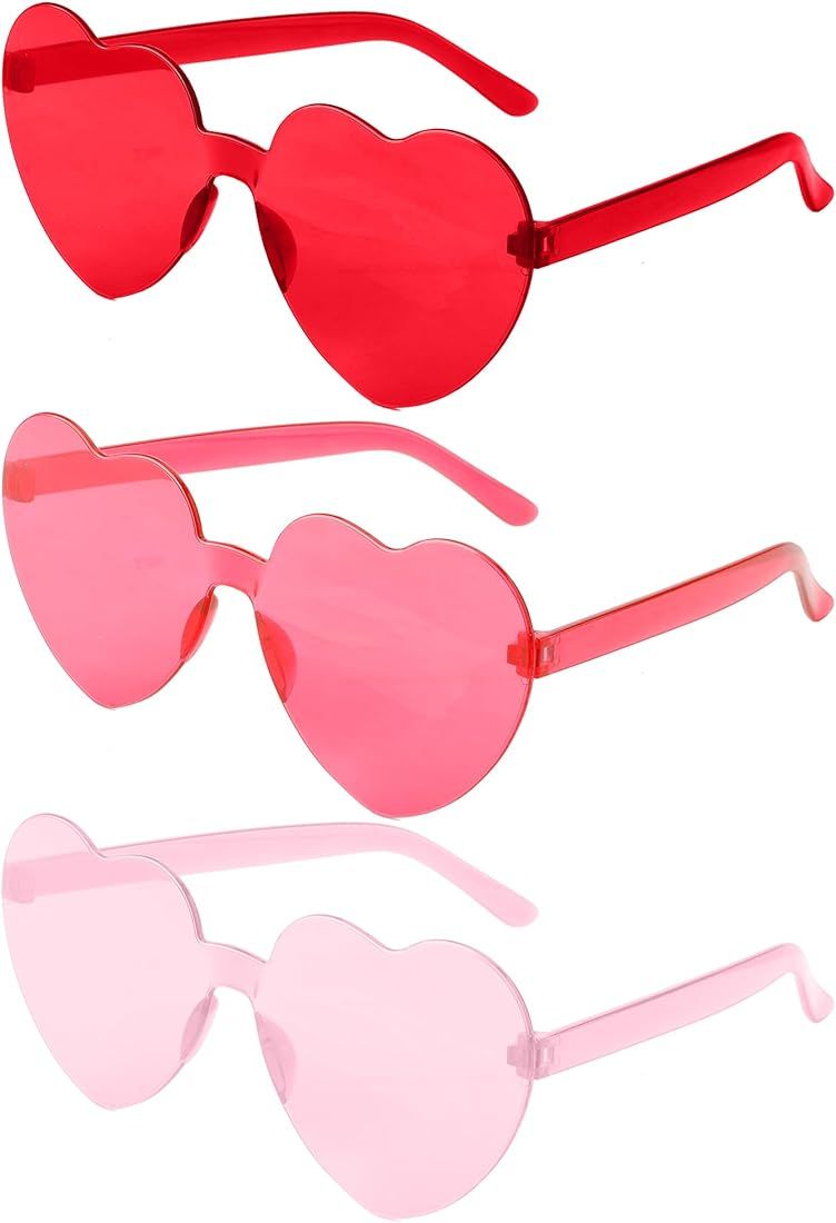 ZNHIS Heart Shaped Sunglasses, Party Glasses, 3 Pairs, Heart Shaped Glasses, Heart Sunglasses, Co... | Amazon (US)