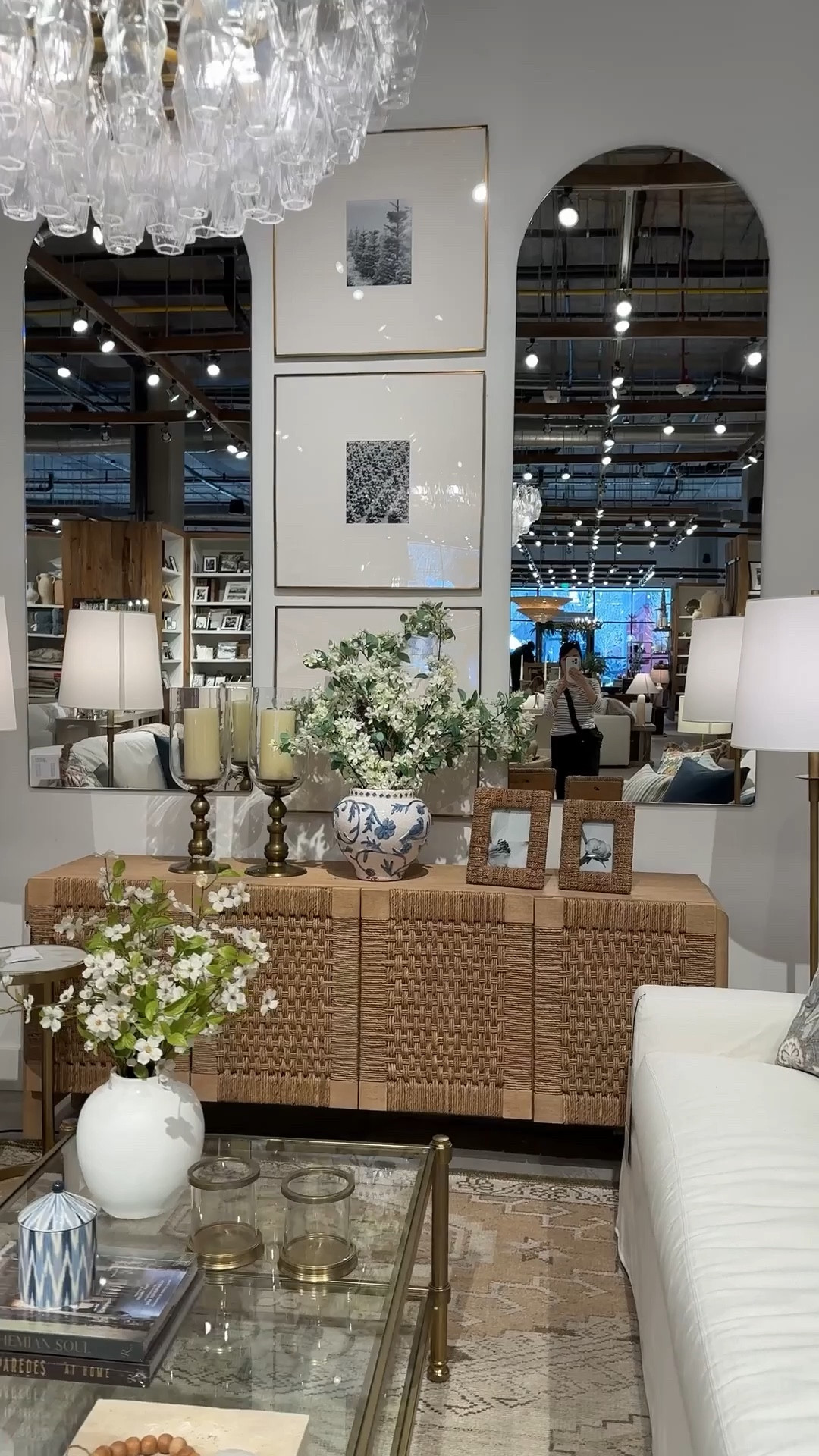Spring living room styling done beautifully! 🌿 The Bolinas Woven Buffet (75”) from Pottery Barn creates the perfect foundation for this elegant setup. 🤍 Paired with two arched mirrors, a trio of gallery frames, soft florals, and subtle gold accents, the whole look feels light, layered, and fresh for the season. 🌼 A lovely example of how natural textures and classic decor pieces can come together to create a refined, spring-ready living room moment that feels both timeless and thoughtfully styled. 💫 Linked this buffet and the decor pieces to recreate the look! 🍃 #PotteryBarn #LivingRoomInspo #HomeDecorIdeas 

#LTKSaleAlert #LTKSeasonal #LTKHome
