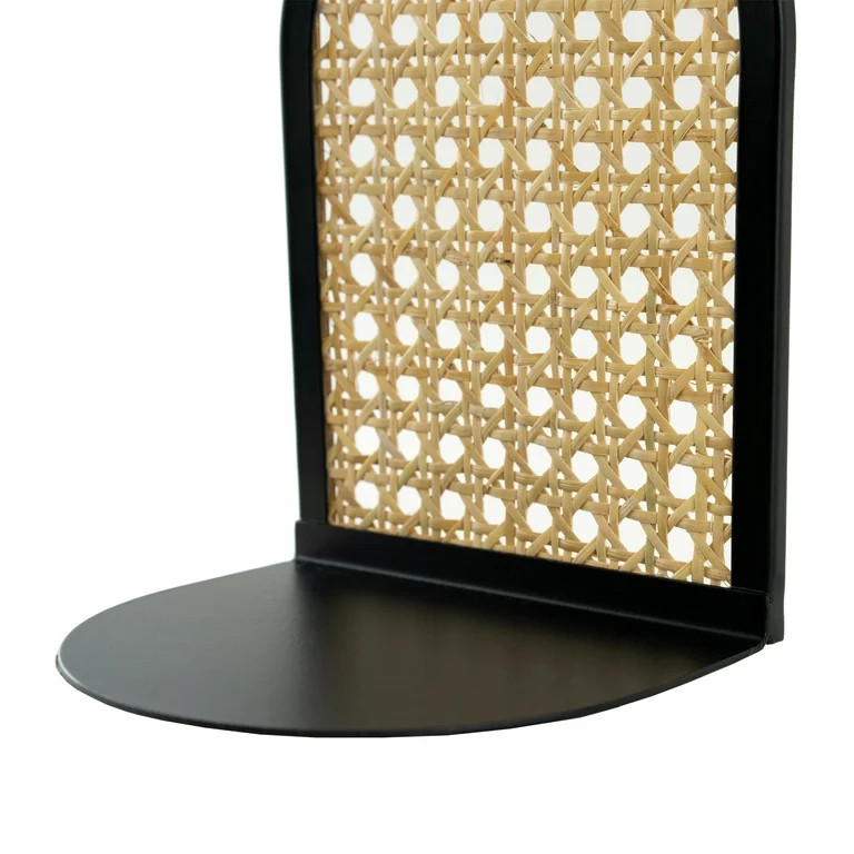 Arched Black Metal and Natural Rattan Indoor Tabletop Bookends | Walmart (US)