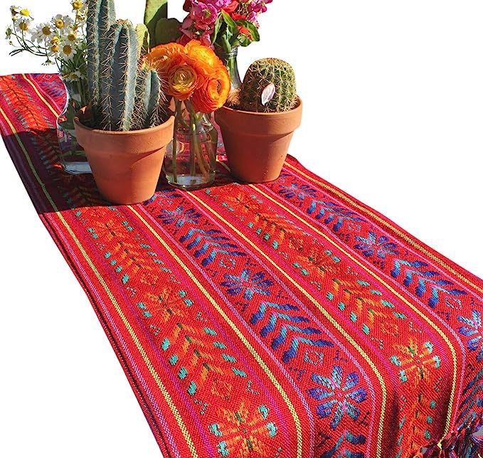 Del Mex Woven Rebozo Style Mexican Table Runner Scarf (Red) | Amazon (US)
