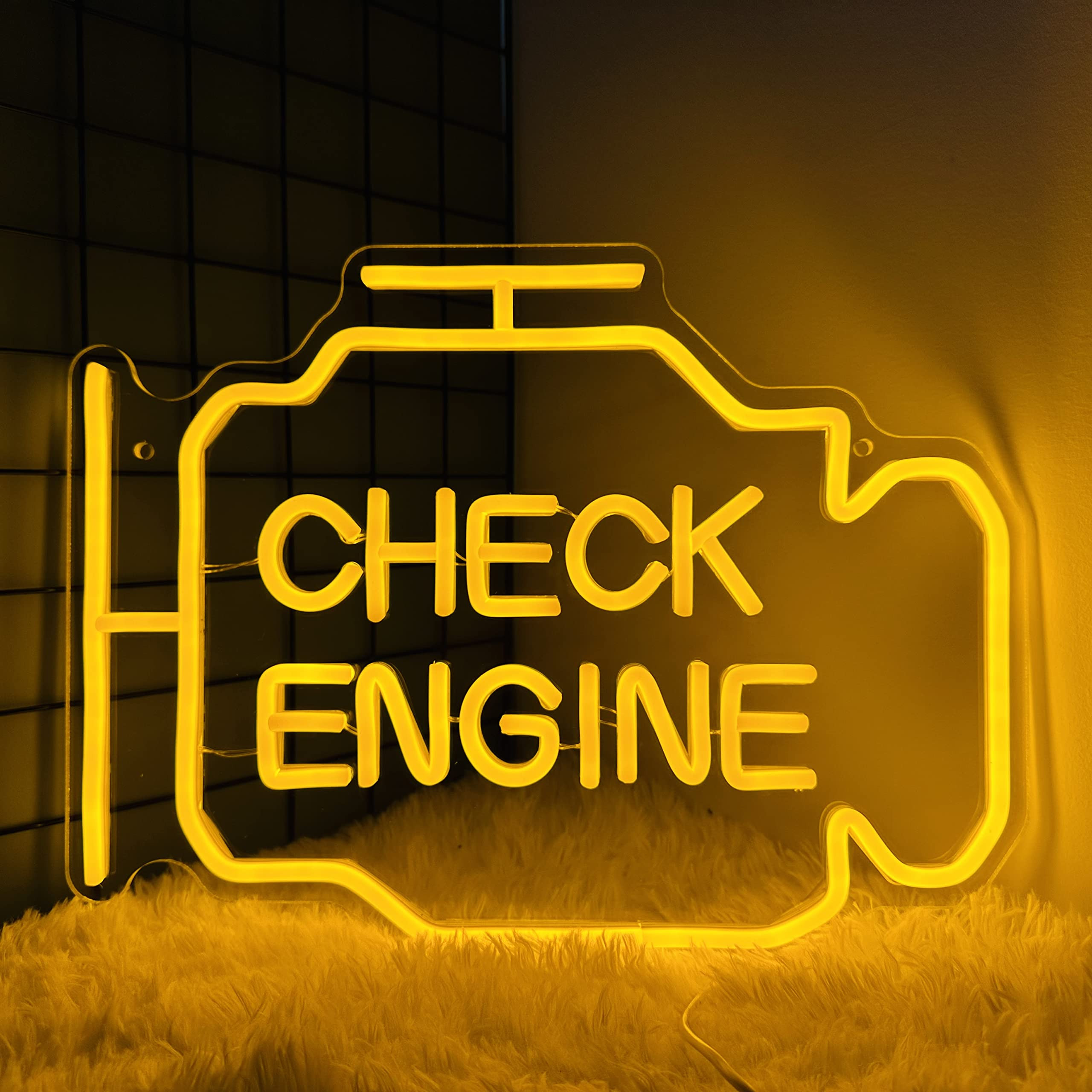 Check Engine Light Neon Sign for Man Cave Decor, LED Garage Wall Art, Funny Gifts for Dad & Car G... | Amazon (US)