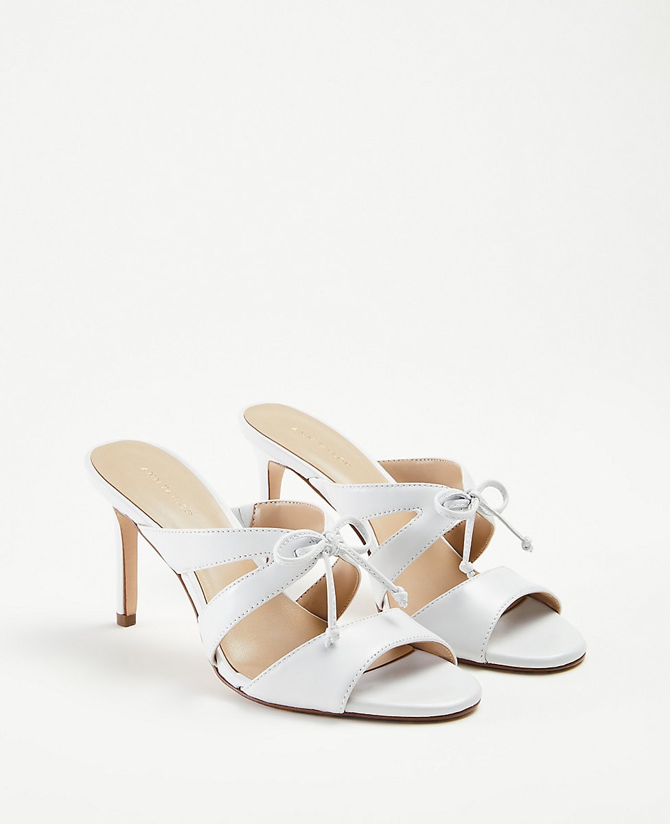Mathilda Bow Heeled Leather Sandals | Ann Taylor | Ann Taylor (US)