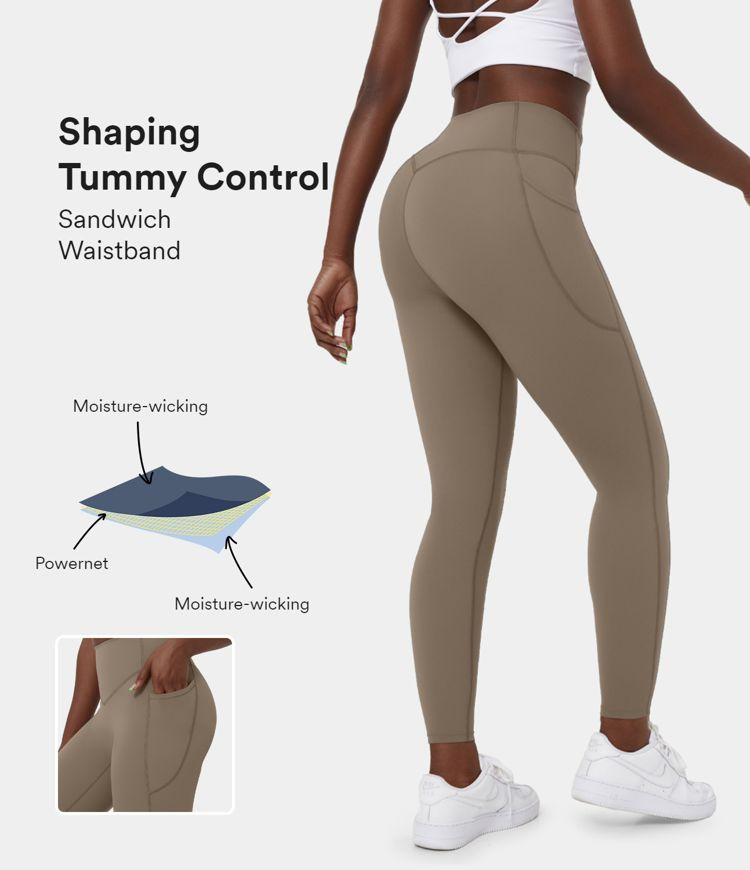 SoCinched™ High Waisted Tummy Control Side Pocket Shaping Training Leggings | HALARA