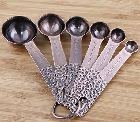 Lucky Plus 6pcs Copper Plated Stainless Steel Measuring Spoons Set Heavy Duty 6 Measurer Spoons a... | Amazon (US)