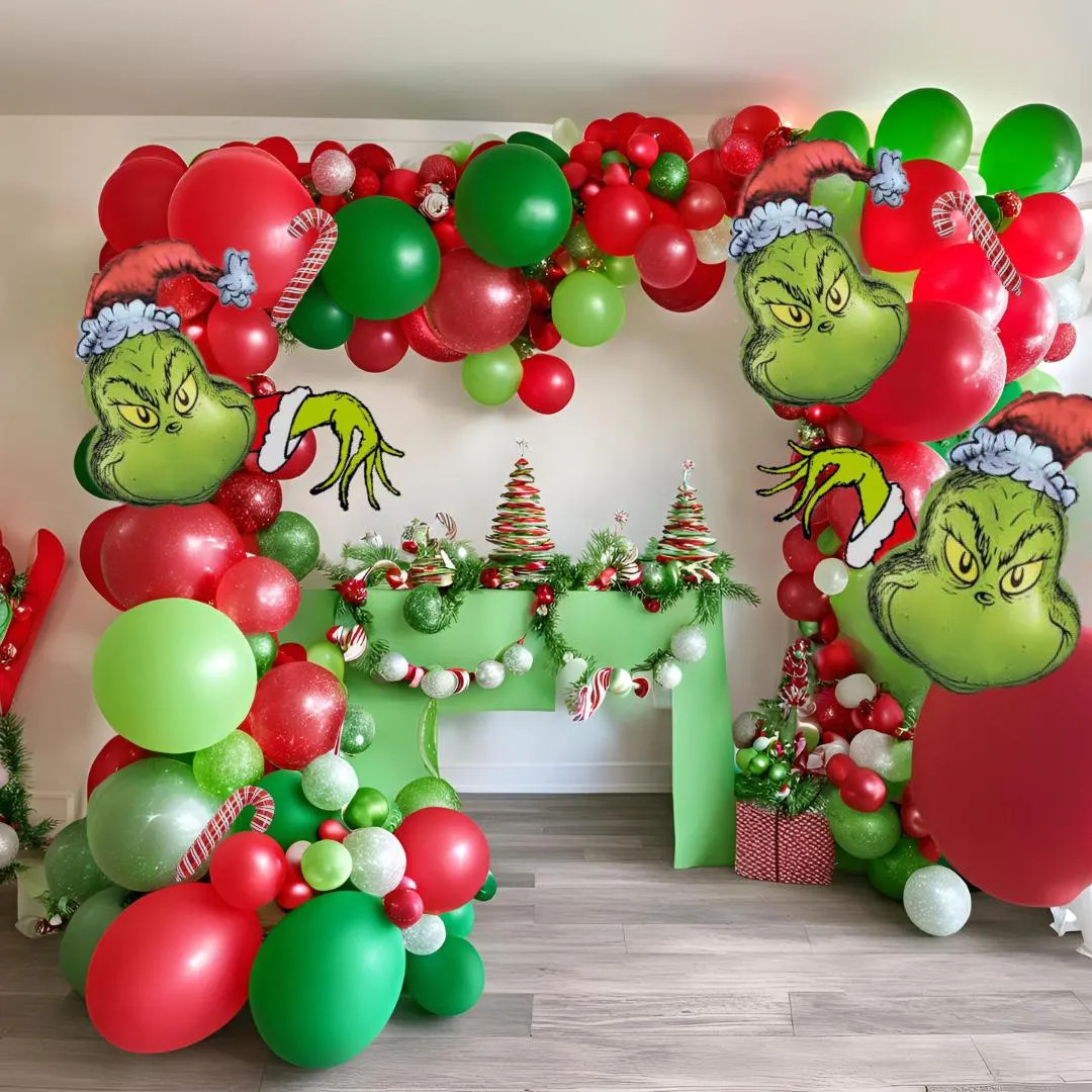 Grinch Christmas Balloon Garland: Red, Green, and Lime Party Decor - Etsy | Etsy (US)