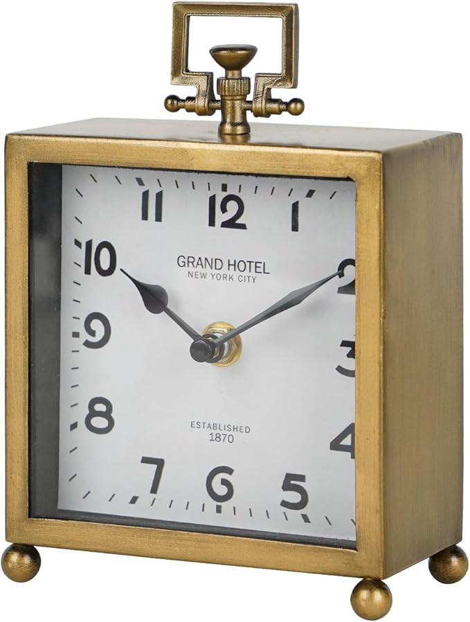 NIKKY HOME Small Gold Table Clock, Silent Non-Ticking Classic Battery Operated Decorative Mantel ... | Amazon (US)