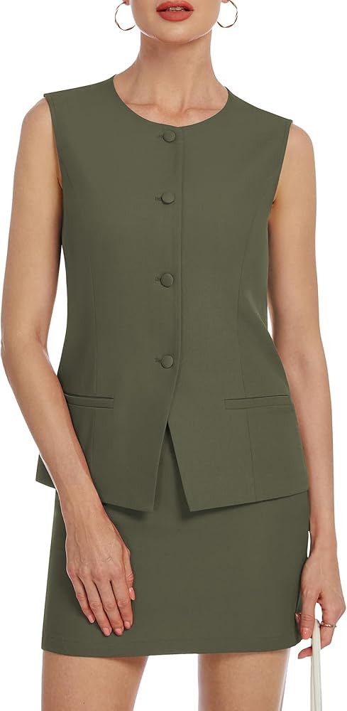 Casly Lamiit Womens Two Piece Blazer Outfits Summer Skirt Set Button Down Vest Short Skort Crew N... | Amazon (US)