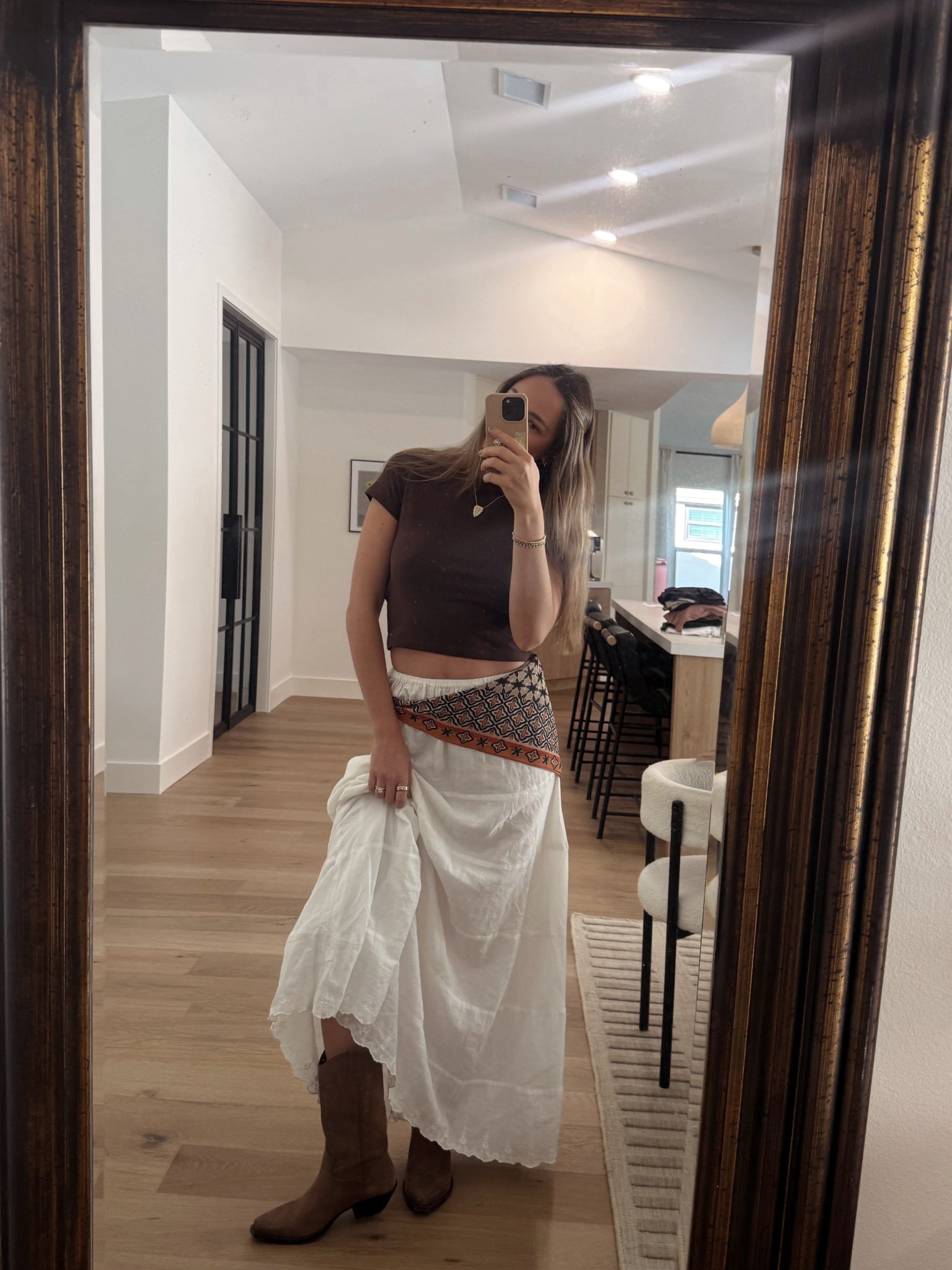 Beach night 

White skirt, western style 

#LTKgrwm