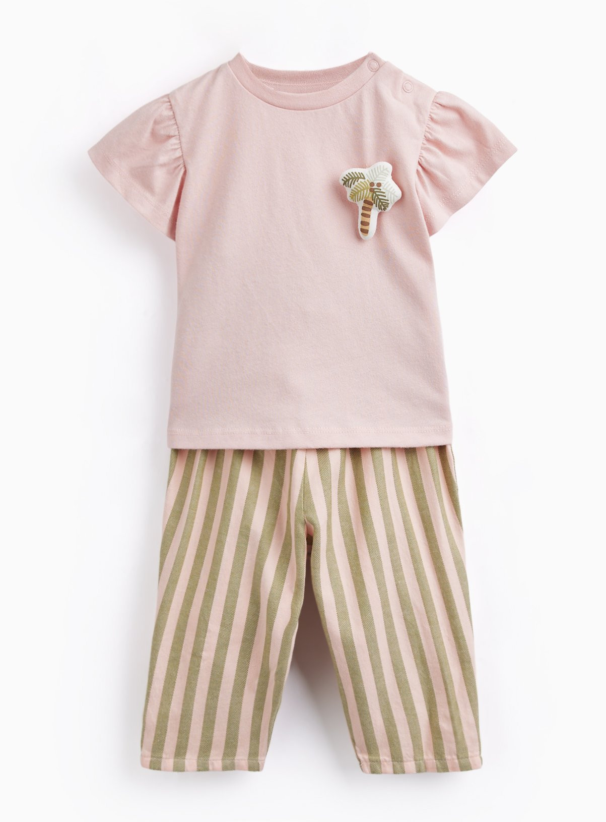 Pink Palm Tree Motif T-Shirt & Trousers Set 3-6 months | Tu Clothing