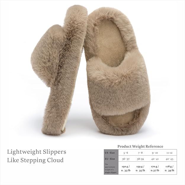 Women's Slippers Memory Foam House Bedroom Slippers for Women Fuzzy Plush Comfy Faux Fur Lined Sl... | Amazon (US)
