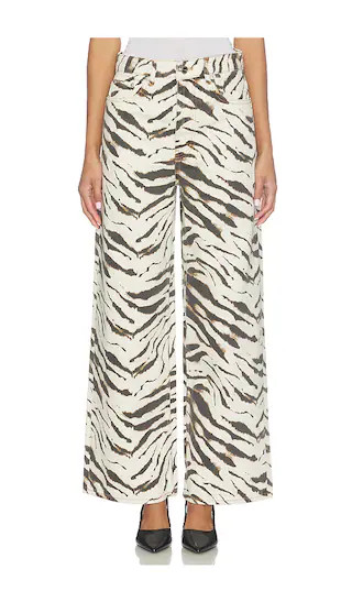 Ganni Print Denim Lari Jeans in Cream. - size 25 | Revolve Clothing (Global)