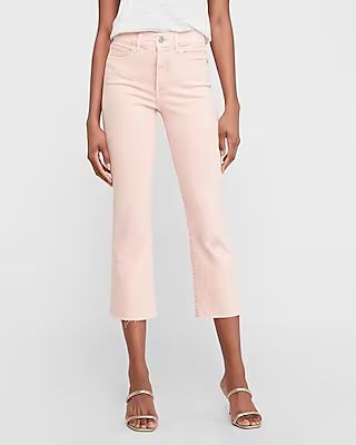 High Waisted Denim Perfect Pink Cropped Flare Jeans, Women's Size:0 | Express