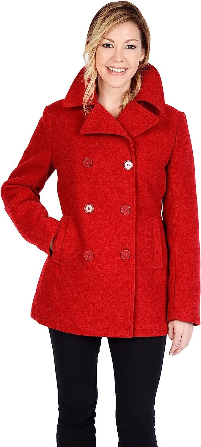 Excelled Leather womens Classic Pea Coat | Amazon (US)