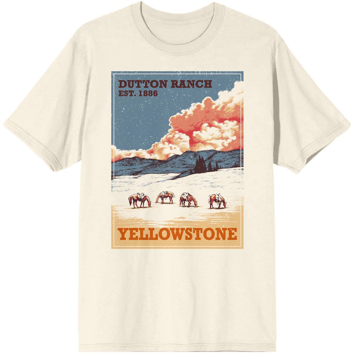 Yellowstone Vintage Style Destination Poster Mens Natural Graphic Tee | Target