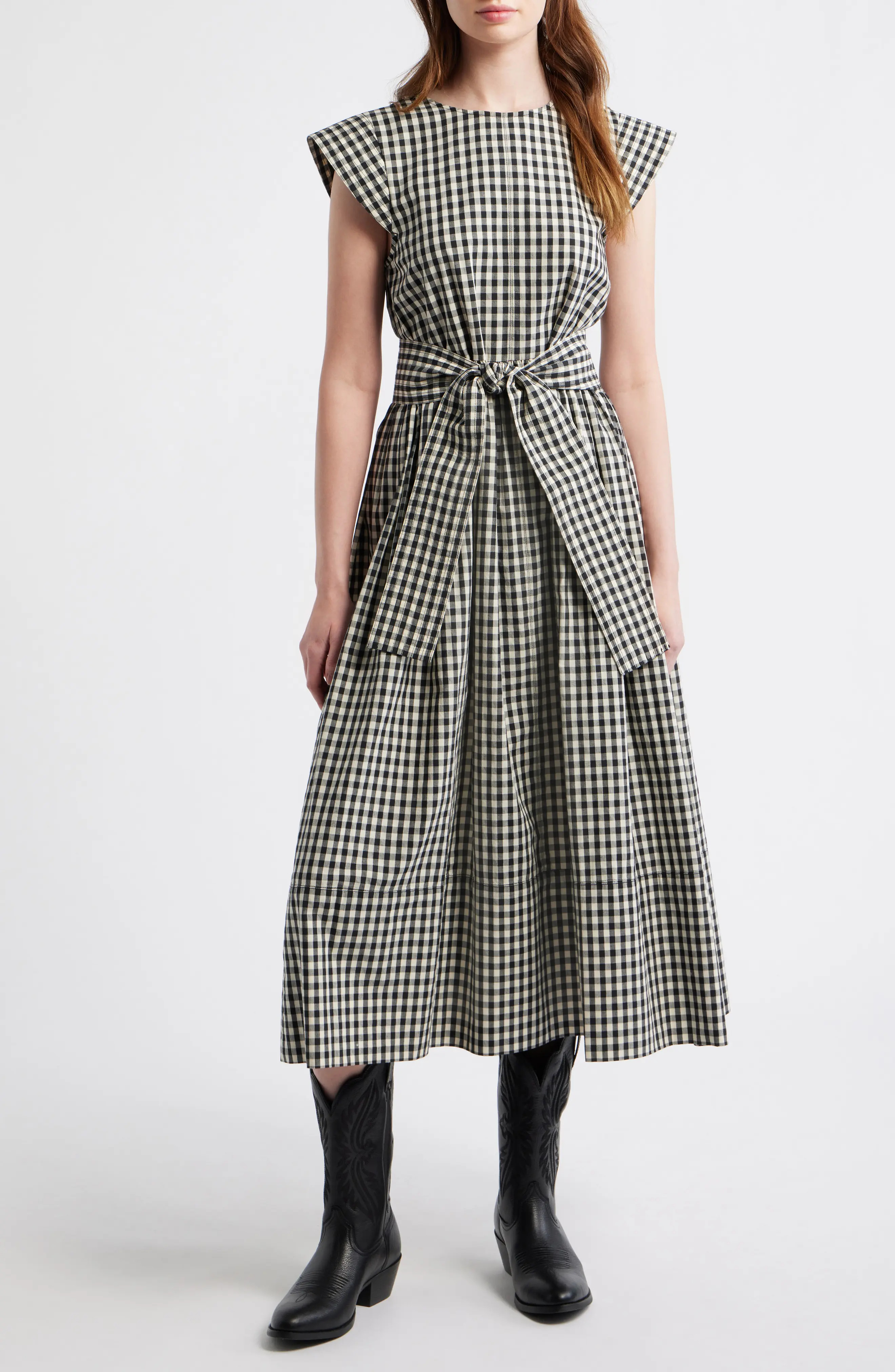 The Tulsa Gingham Belted Cotton Midi Dress (Women) | Nordstrom | Nordstrom