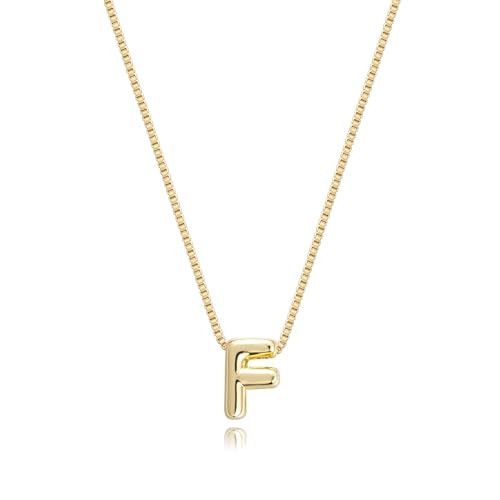 Gold Initial Necklace for women, dainty 14K Gold Bubble Letter Necklace Gold Cute Initial Necklace Gold Pendant Initial Neckalce Balloon Letter F Necklace Tarnish Free Gold Jewelry for Women Trendy | Amazon (US)