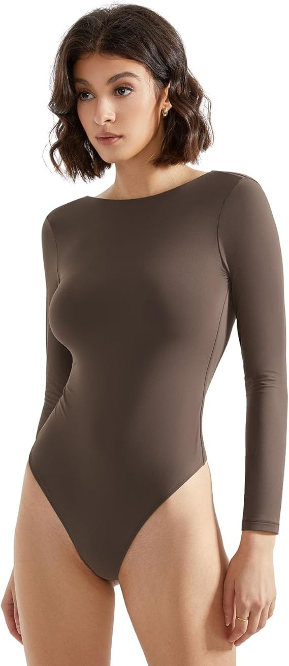 SUUKSESS Body de manga larga Y2k sin espalda para mujer, con doble forro, espalda abierta, sexy, ... | Amazon (US)