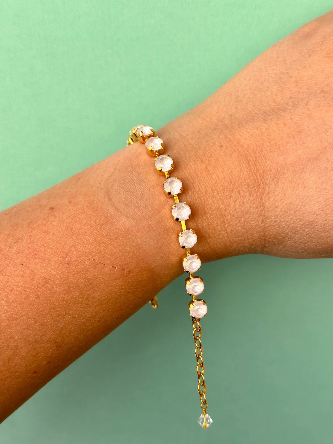 6mm Electric White Twinkle Bracelet Choose Setting Color and Length - Etsy | Etsy (US)