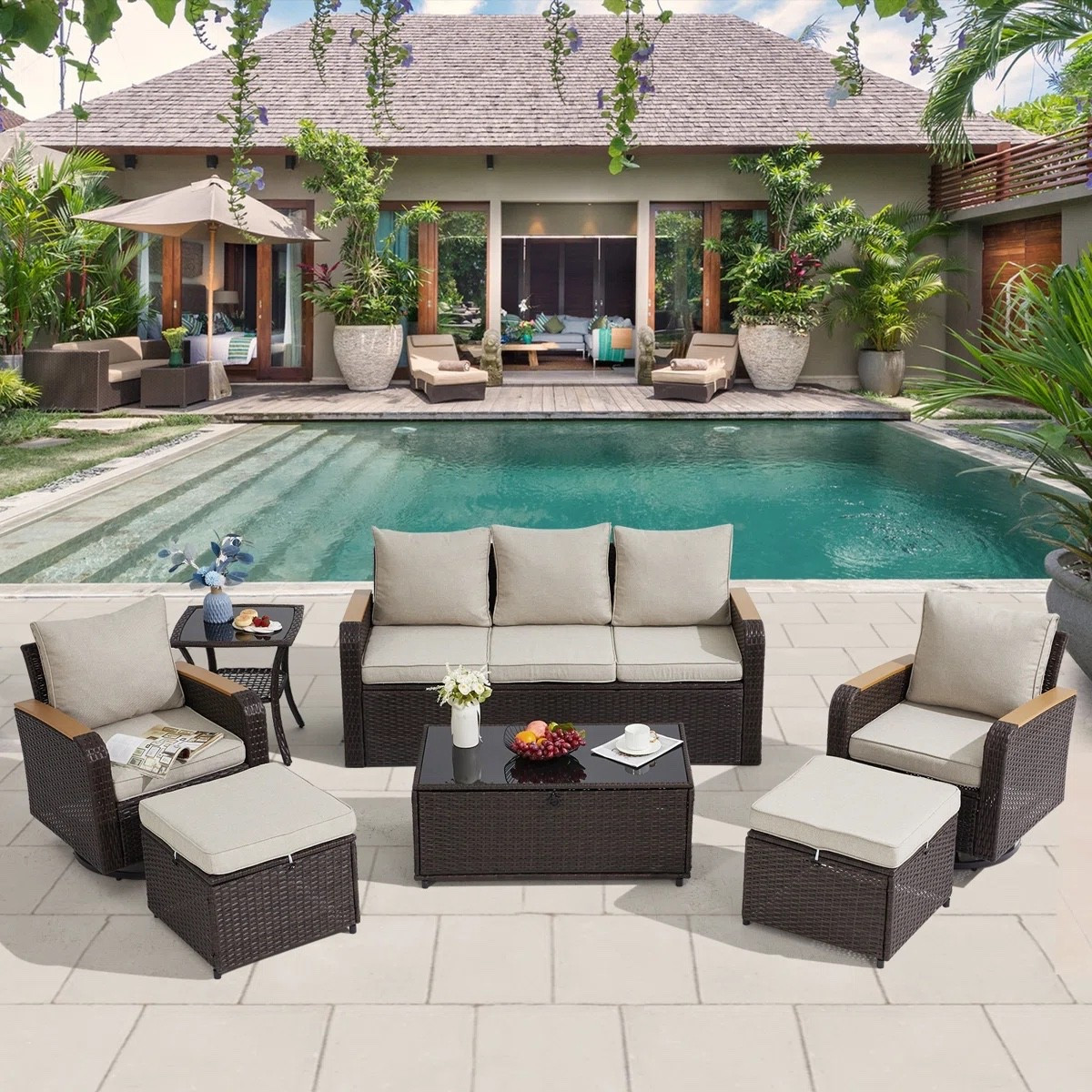 This 7-piece outdoor wicker furniture set with swivel chairs creates a complete patio lounge experience—perfect for poolside entertaining, backyard gatherings, and relaxed outdoor living 🌿✨ ON SALE and under $700.

Keywords:

* 7 piece patio furniture set
* outdoor wicker furniture set
* swivel patio chairs
* outdoor conversation set
* backyard furniture set
* poolside furniture set
* deck furniture set
* garden patio set
* outdoor entertaining ideas
* backyard lounge setup
* poolside seating ideas
* summer patio decor
* garden hosting setup
* resort style outdoor living
* porch furniture ideas
* outdoor relaxation space

#LTKSeasonal #LTKHome #LTKSaleAlert