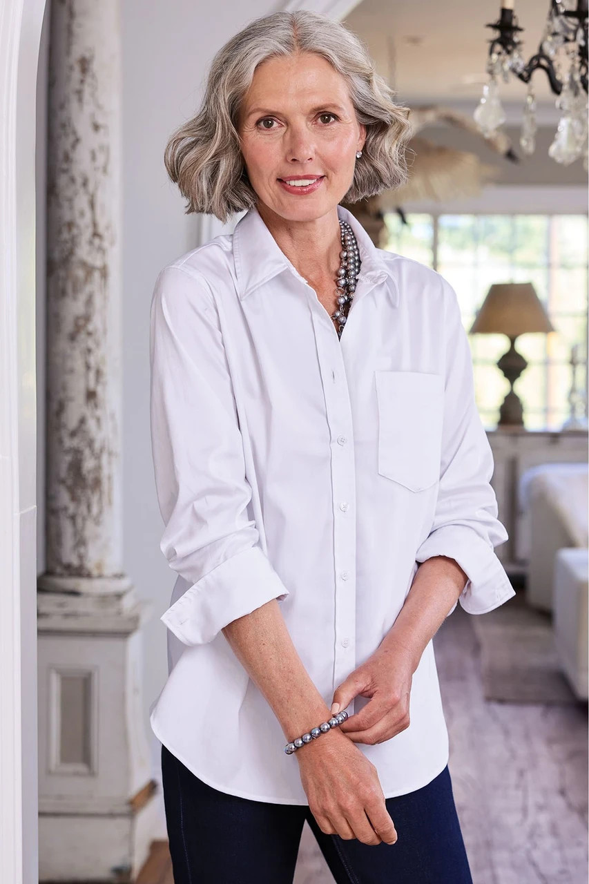 Easy Care Stretch Woven LS Big Shirt | Soft Surroundings
