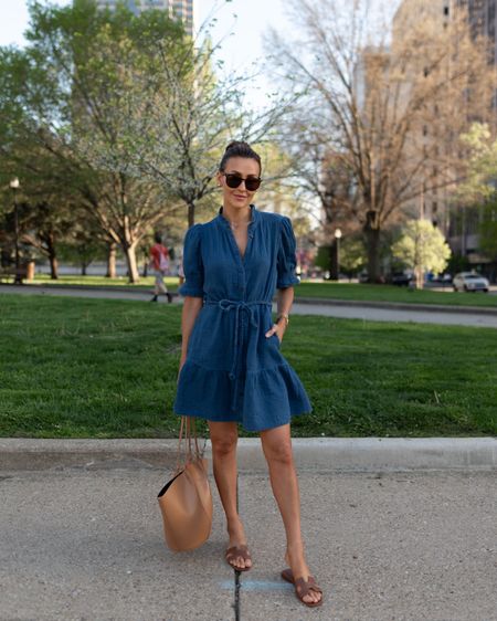 The denim dress we all need this spring season! Waist tie, ruffle neck, side pockets and the perfect length for flats, heels and/or sneakers! On sale right now under $50 

#LTKstyletip #LTKfindsunder50 #LTKsalealert