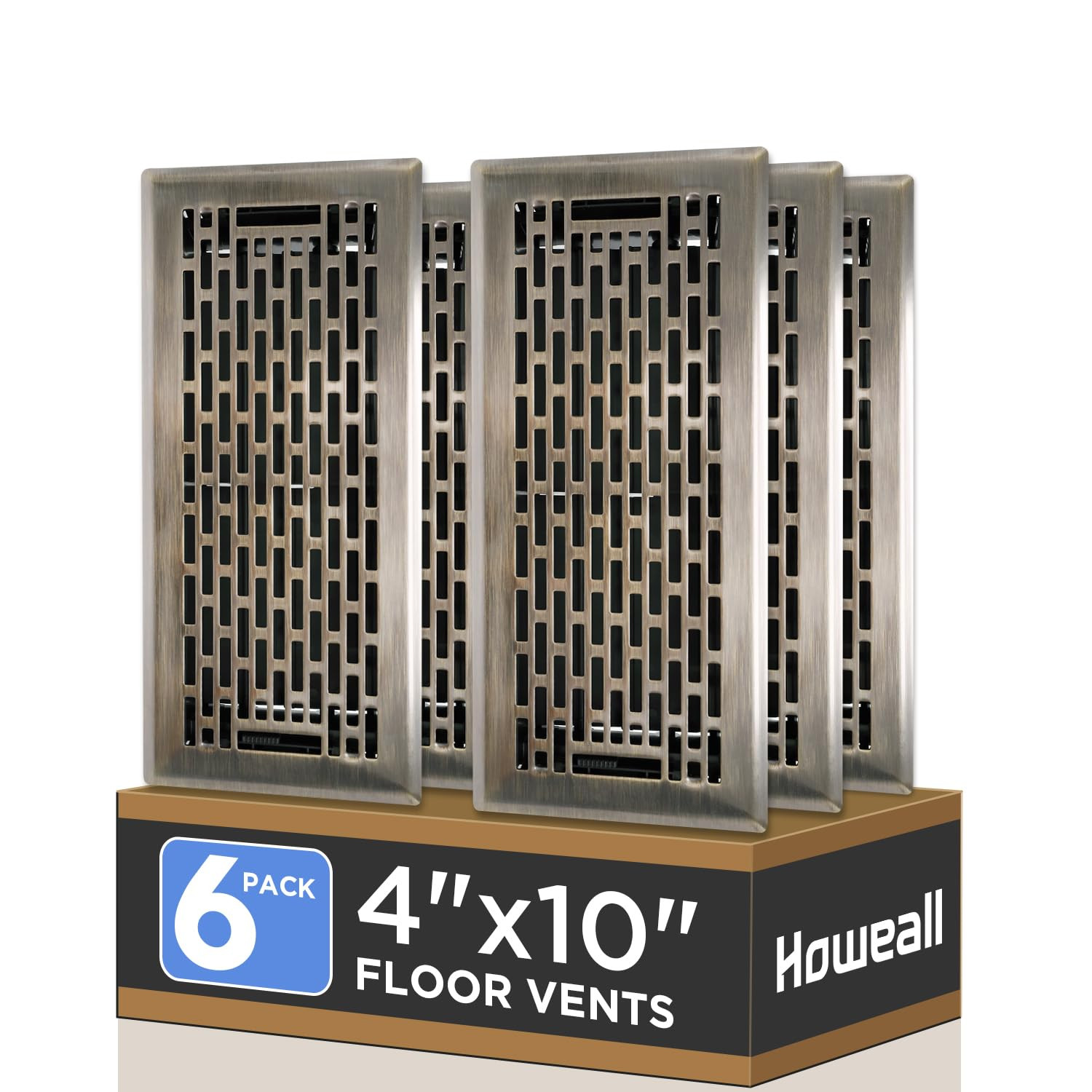 4x10 Inches 6 Pack Heavy Duty Walkable Floor Register - Easy Adjust Air Supply Lever Decorative F... | Amazon (US)
