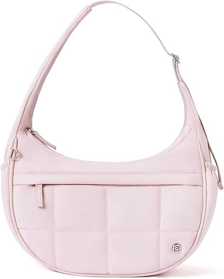 POIUGOYA Nylon Shoulder Bag For Women,Small Quilted Crescent Bag,Triple Zip Pocket Small Puffer B... | Amazon (US)