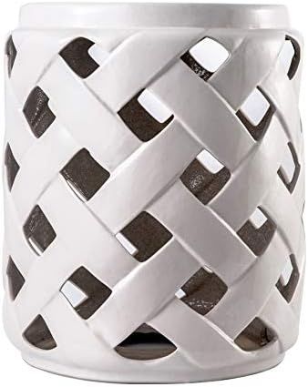 Ceramic Side Table 16.5 inch Garden Stool Outdoor End Table Glazed Porcelain Ceramic Lattice Smal... | Amazon (US)