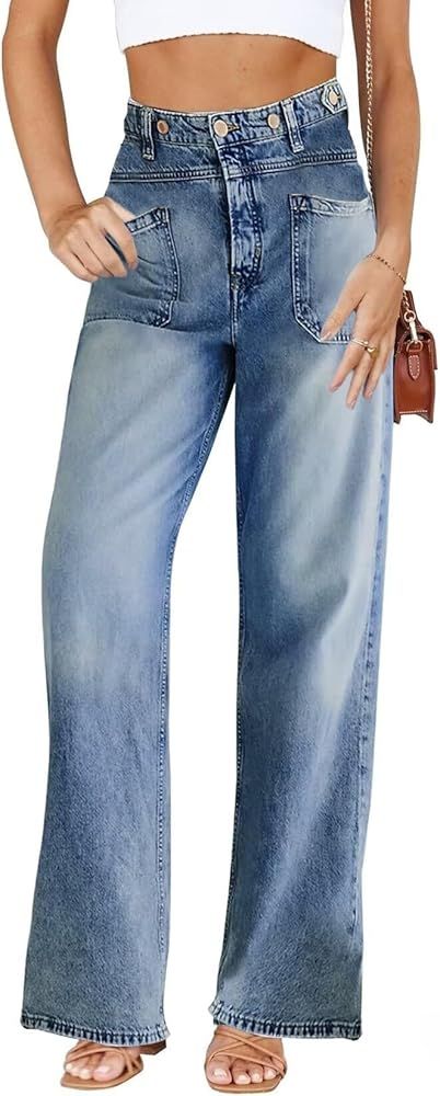 Allimy Womens Jeans High Waisted Straight Leg Baggy Boyfriend Jeans for Women Trendy 2024 Cargo P... | Amazon (US)