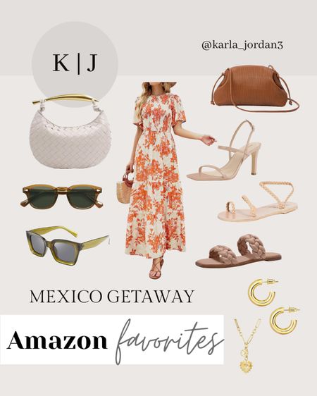 Amazon favorites for your next vacation or getaway! 

Maxi dress, trendy bag, sunglasses, minimal neutral sandals, gold earrings and necklace. 

#LTKtravel #LTKunder50 #LTKshoecrush