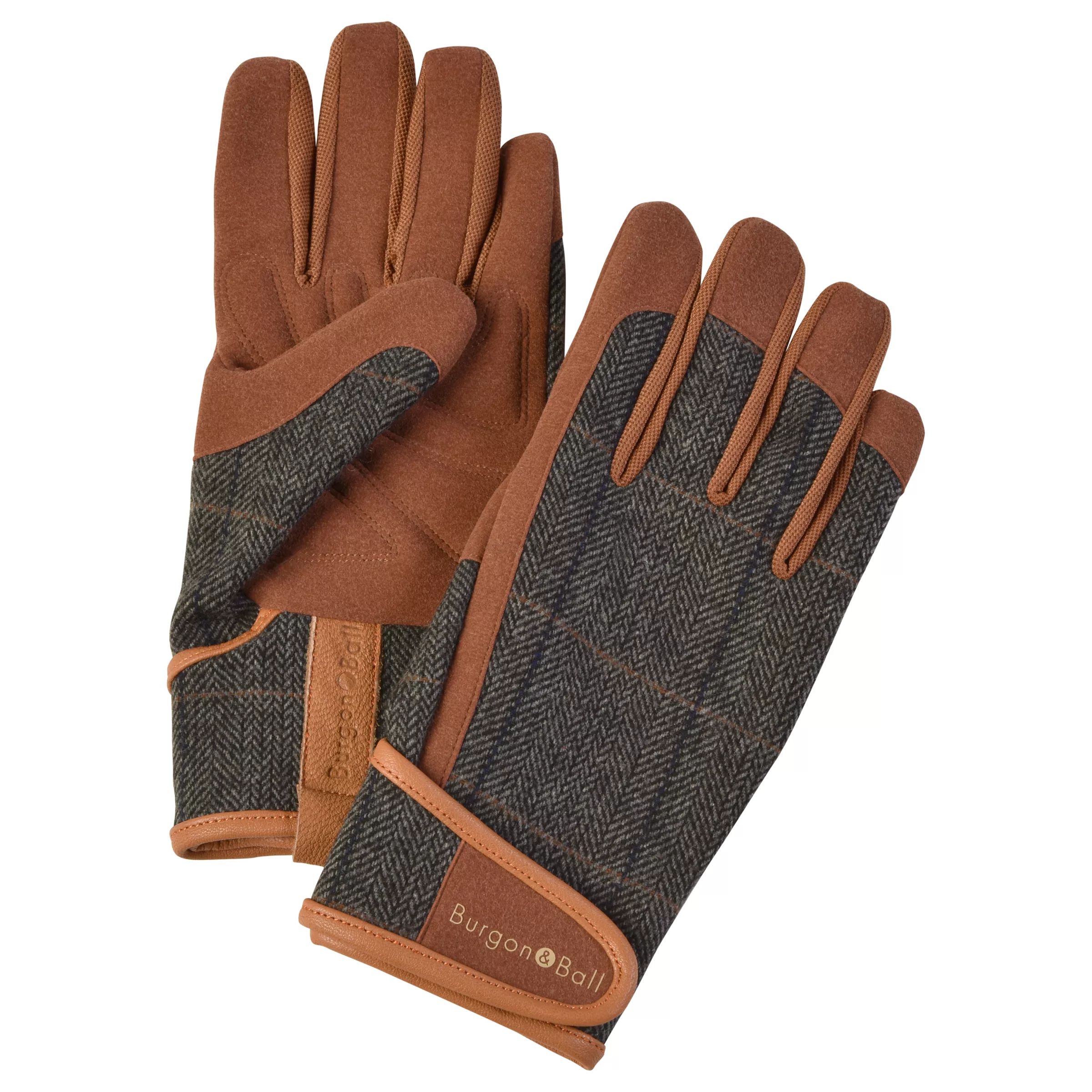 Burgon & Ball Tweed Gardening Gloves, Large, Brown | John Lewis (UK)