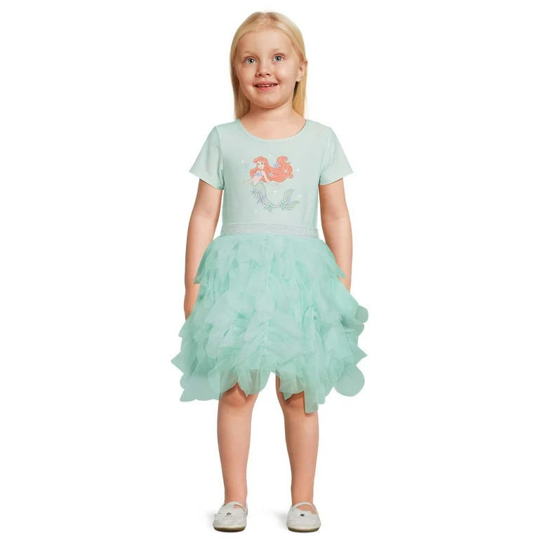Disney The Little Mermaid Toddler Girl Short Sleeve Tutu Dress, Sizes 12M-5T | Walmart (US)
