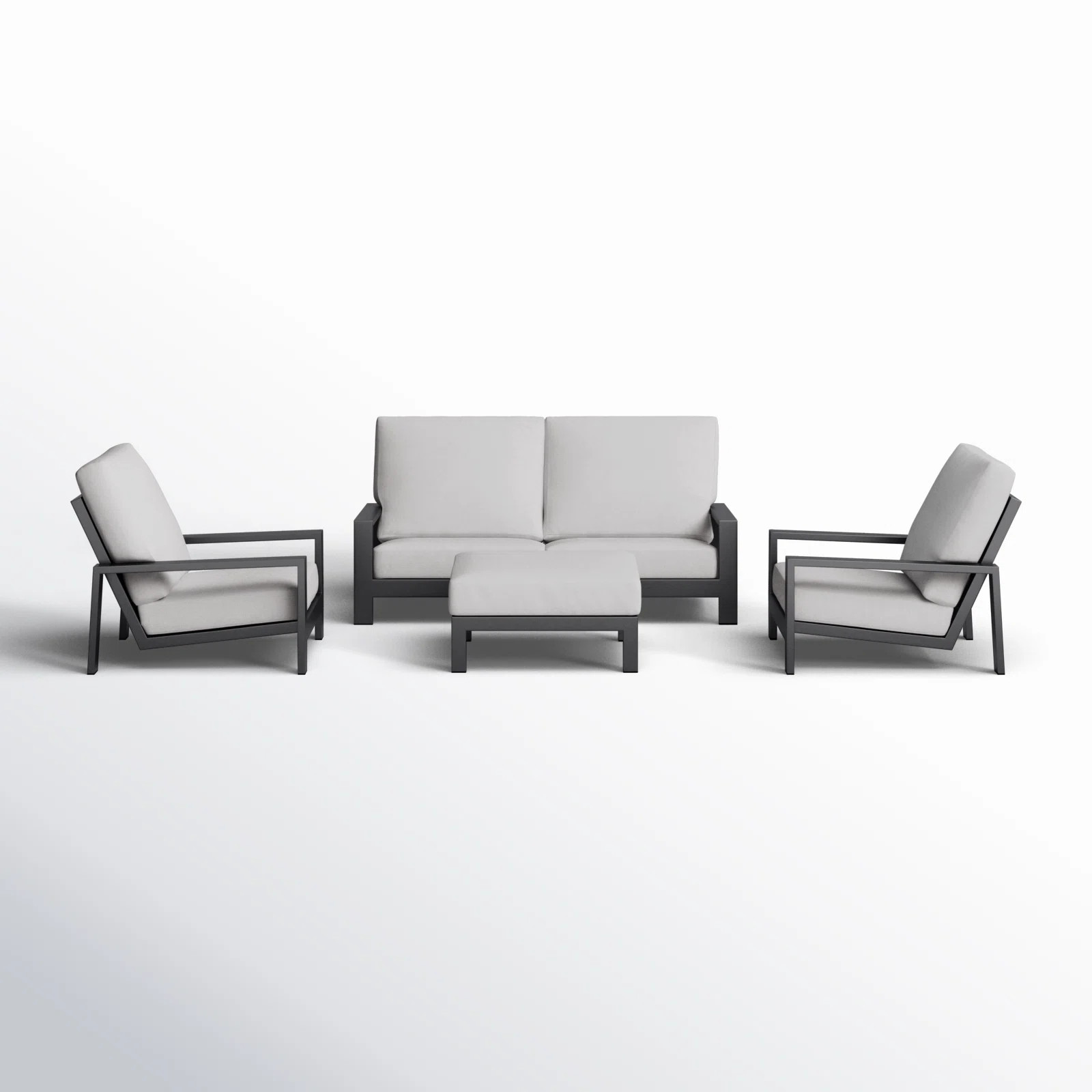 Hoyt 4-Piece Aluminum Lounge Outdoor Modern Conversation Sofa Set | Wayfair North America