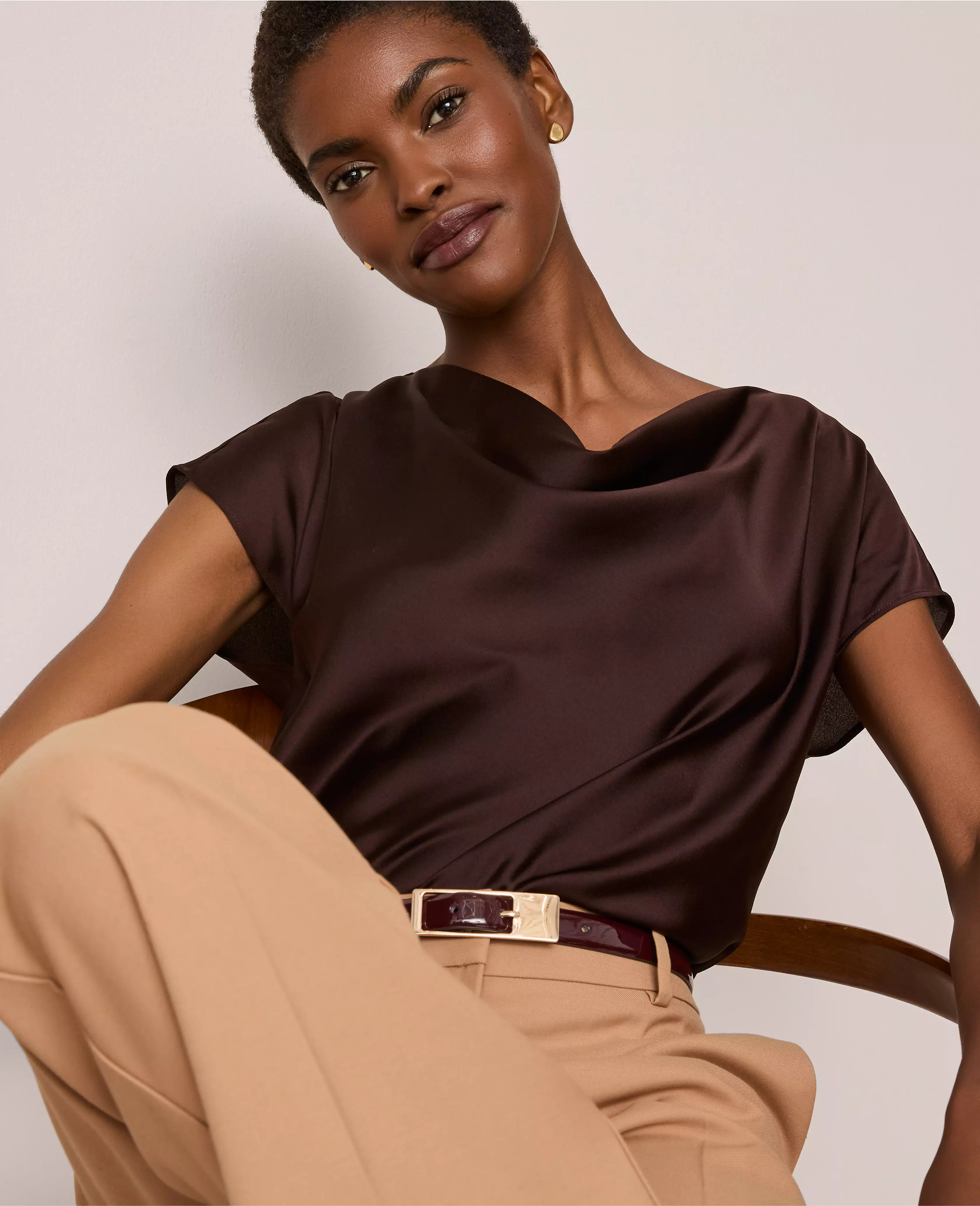 Satin Cowl Neck Top | Ann Taylor