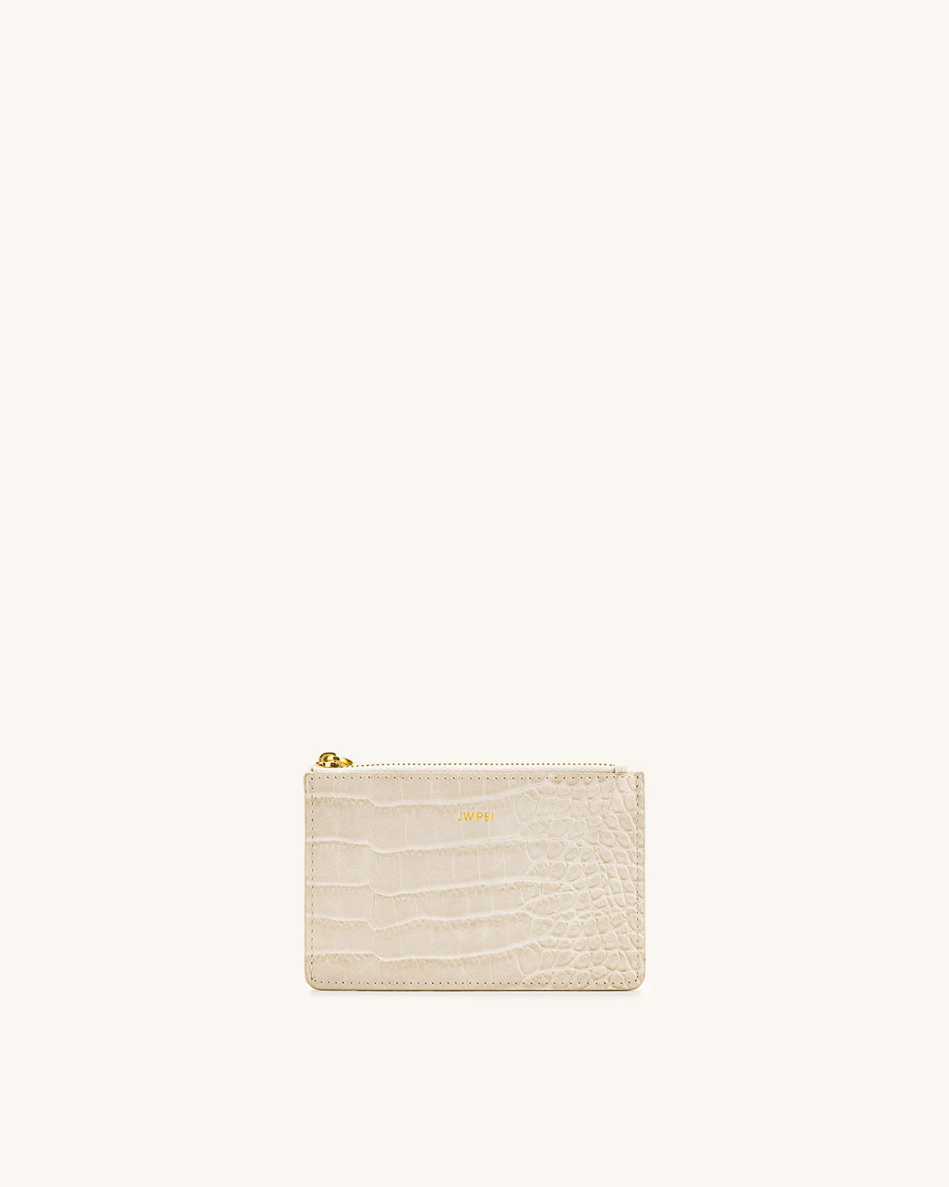 Quinn Zipped Card Holder - Ivory Croc | JW PEI US