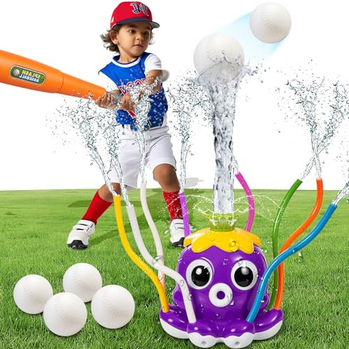 Water Sprinkler Baseball Toy for Kids Outdoor Play Toys – Backyard Summer Splash Game for Boys and Girls, Connects to Garden Hose, Fun Lawn Activity for Yard, Beach, or Birthday Party | Amazon (US)