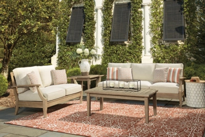 Clare View Outdoor Sofa and Loveseat, Beige | Ashley Homestore